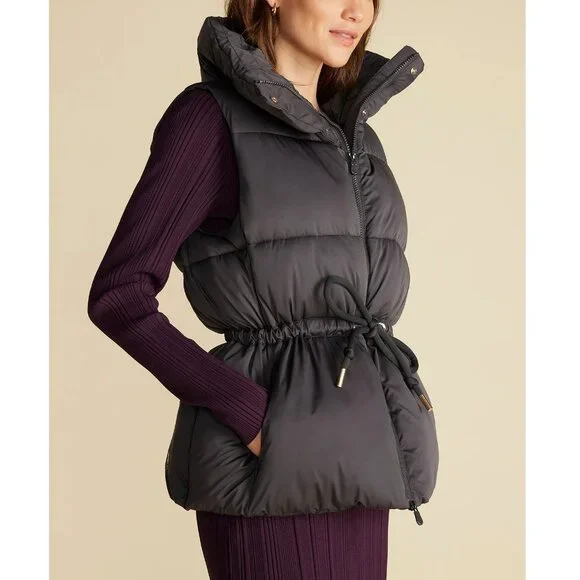 NWT Save The Duck Ren Puffer Vest, Black, 6/XL– Eco-Friendly, Drawstring Waist